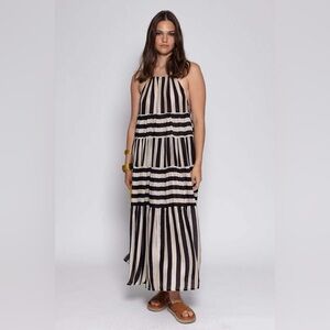 NWT Sundress Valeria Long Dress Striped Black and Off White Maxi XL/XXL